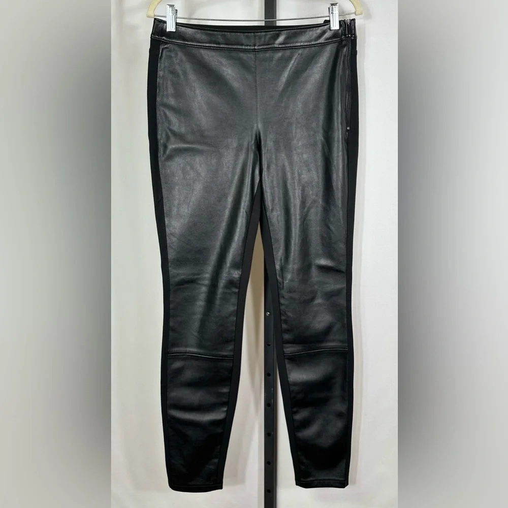 White House Black Market Vegan Leather Front Leggings Size 8 Long- LIKE NEW